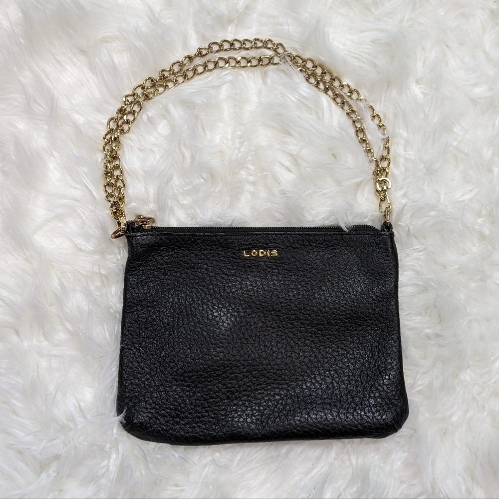 Lodis Black and Gold Chain Shoulder Bag